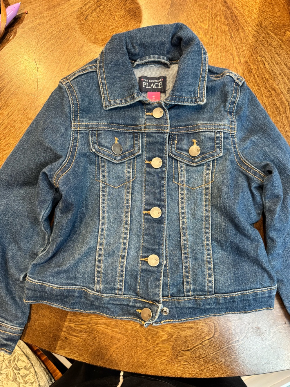 The Children's Place Blue Denim Jacket with Pink Tag